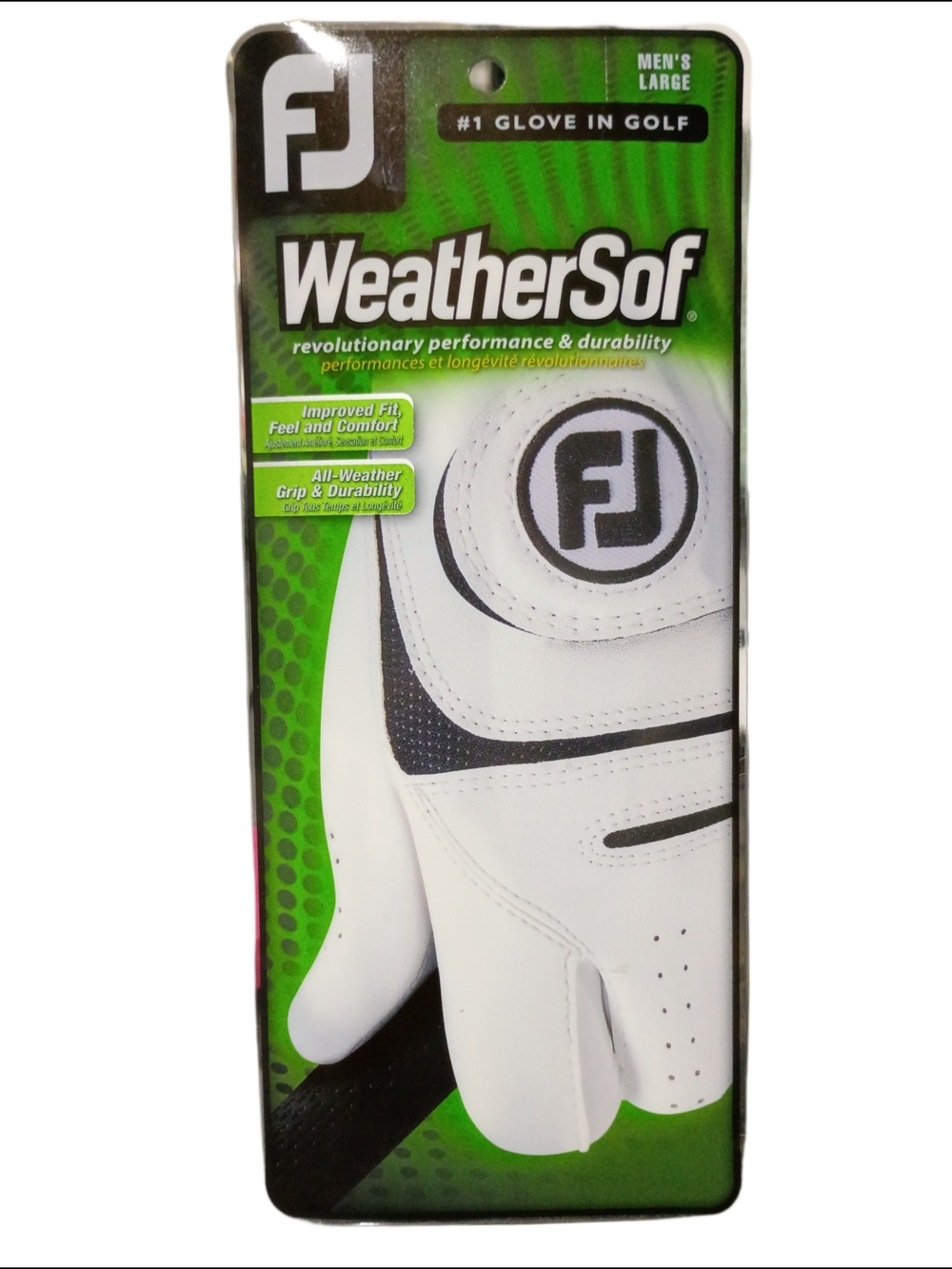 FootJoy WeatherSof White and Black Golf Glove - Men's Large *LEFT HAND*